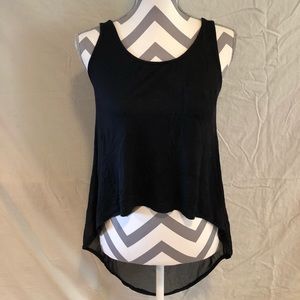Black Hi-Low Top with sheer back
